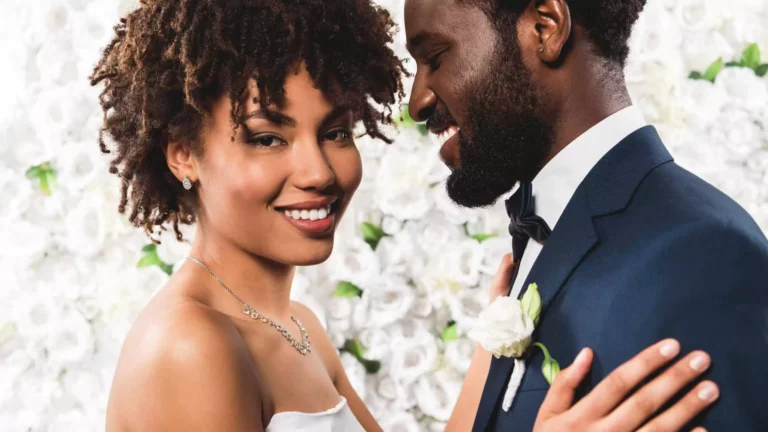 Husband and wife on wedding day