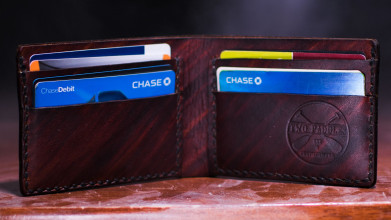 wallet with credit and debit cards