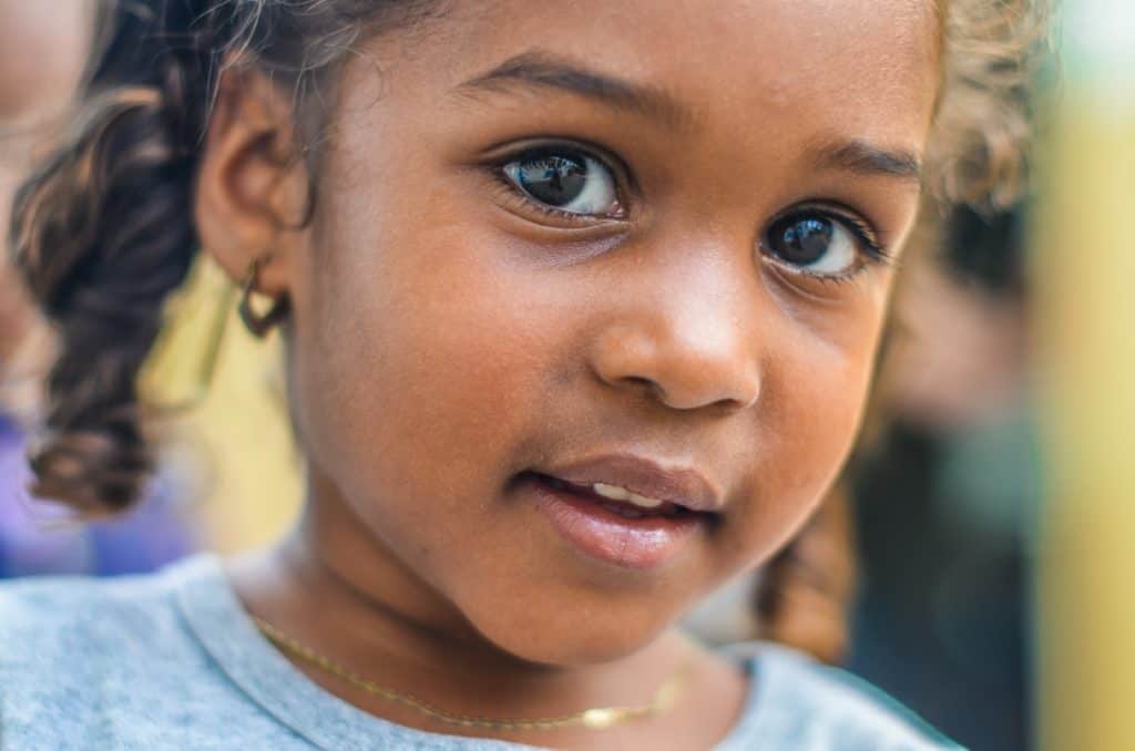 Close up of a young girl's face