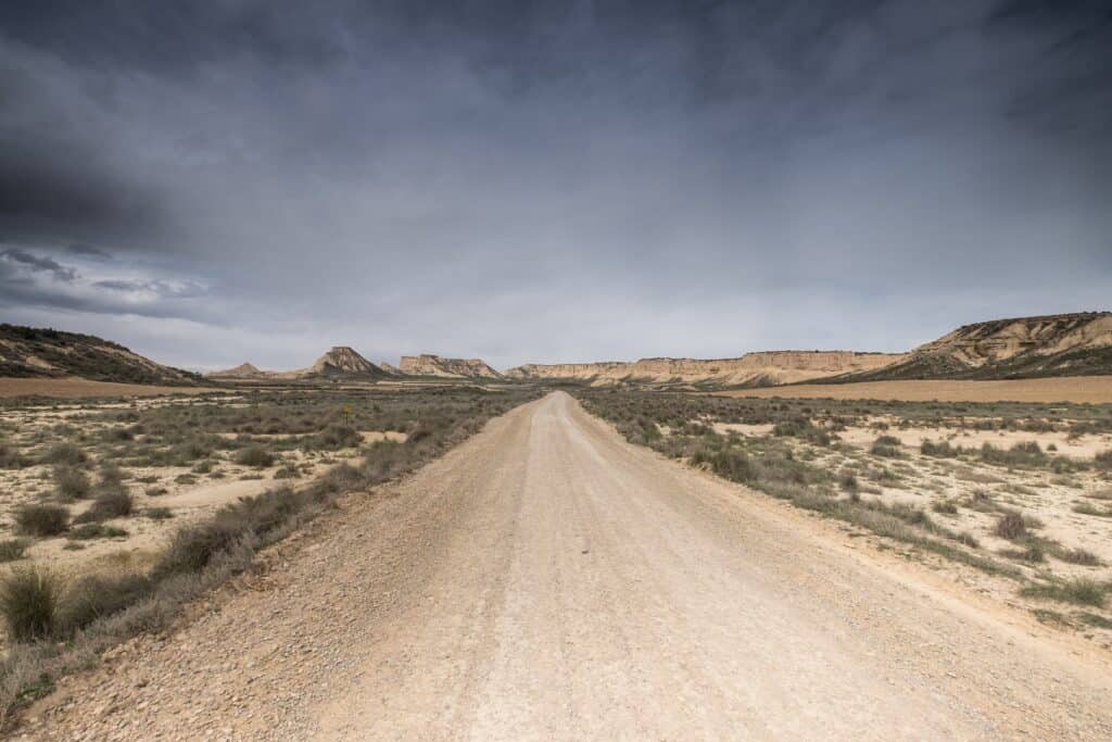 long dry road in the desert