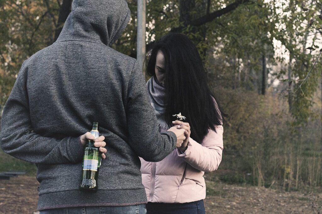 couple arguing man his alcohol