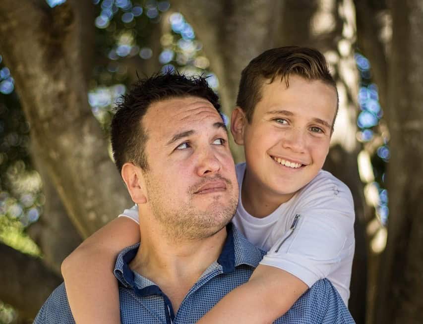 adolescent son with dad