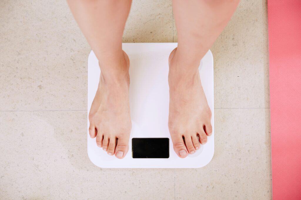 feet on bathroom scale
