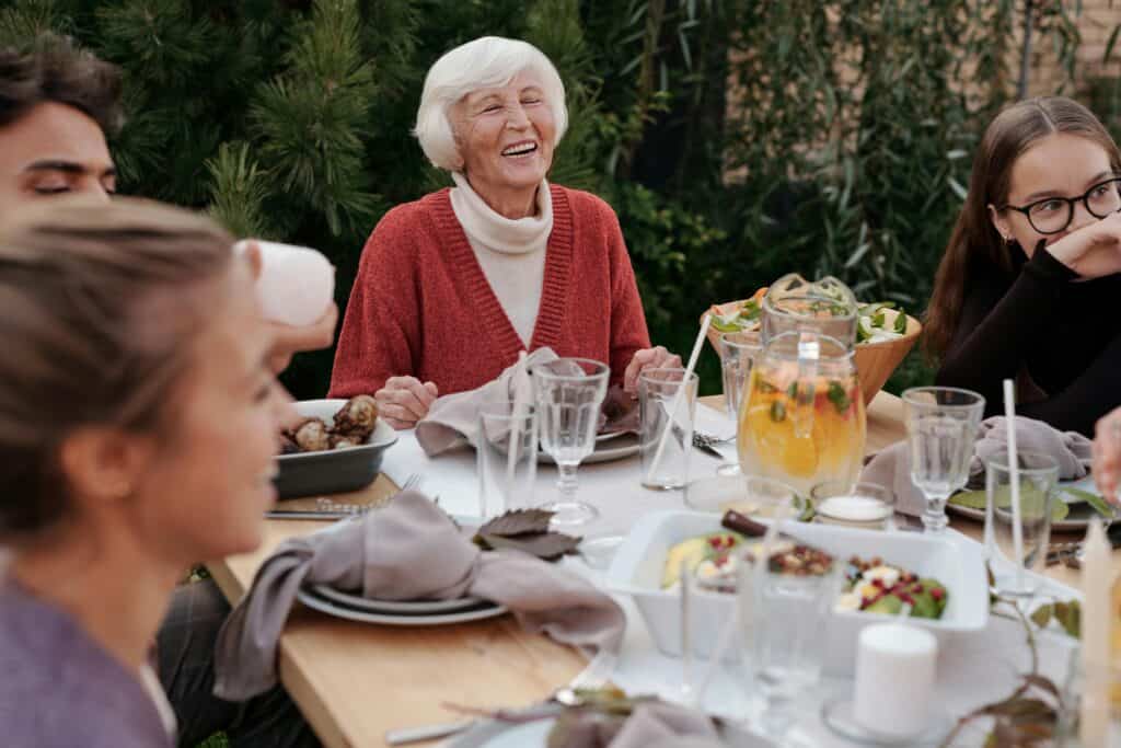 extended family eating meal