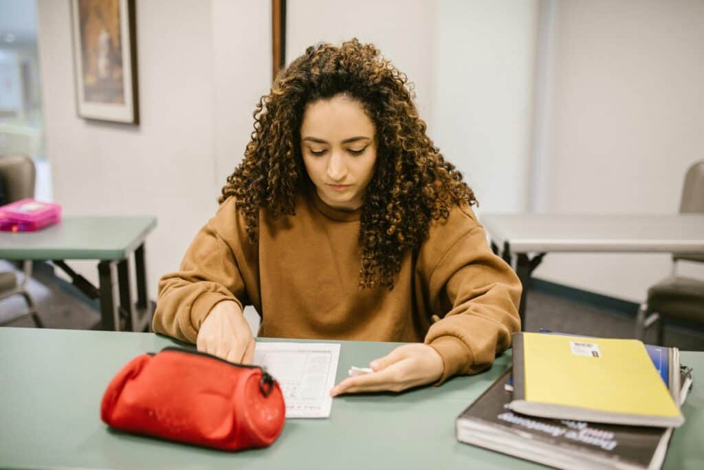 girl college student studying