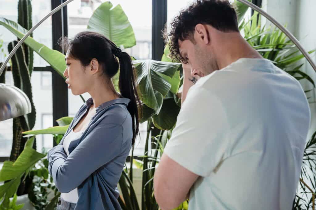 man and woman not looking at each other argument antry