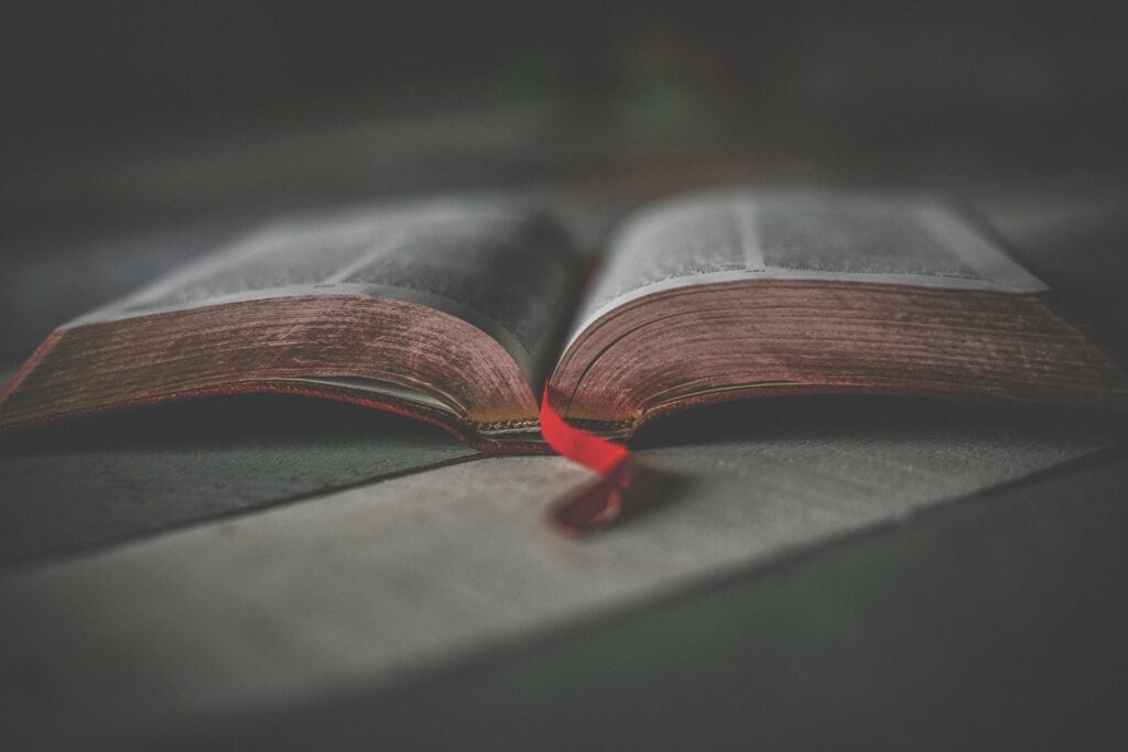 open Bible with bookmark