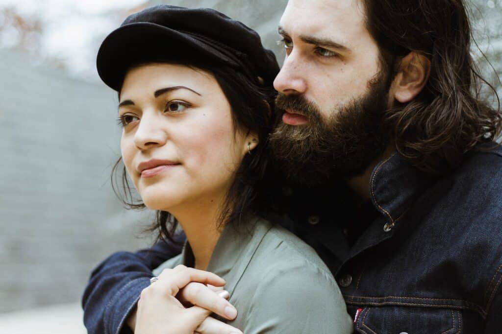 couple looking pensive