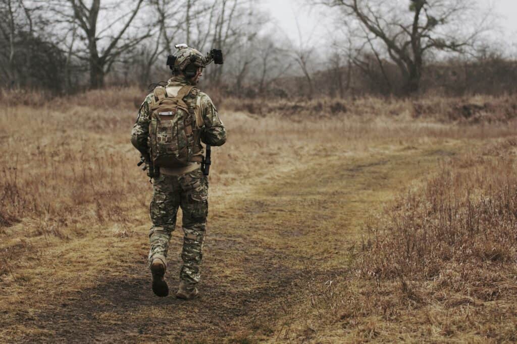 Soldier walking away