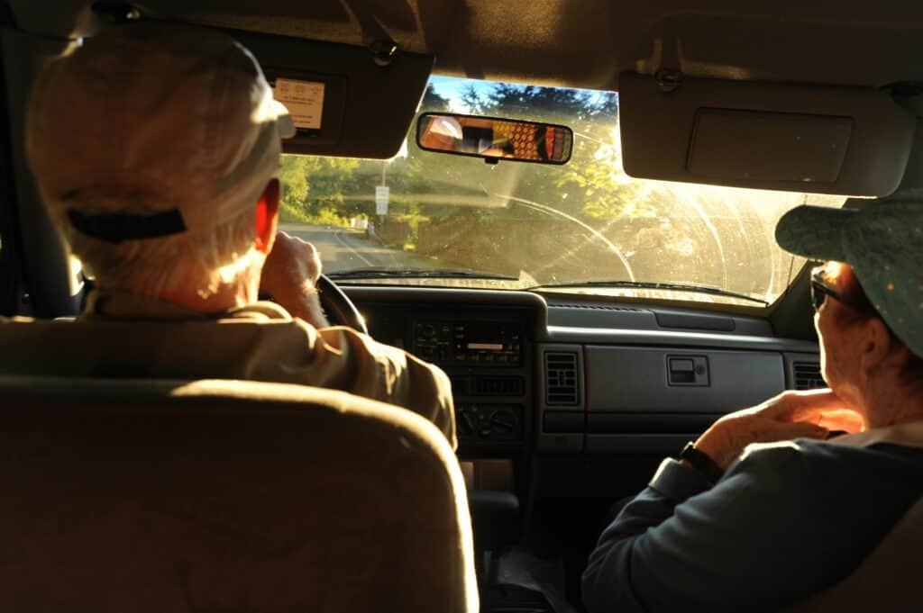 Older people driving car