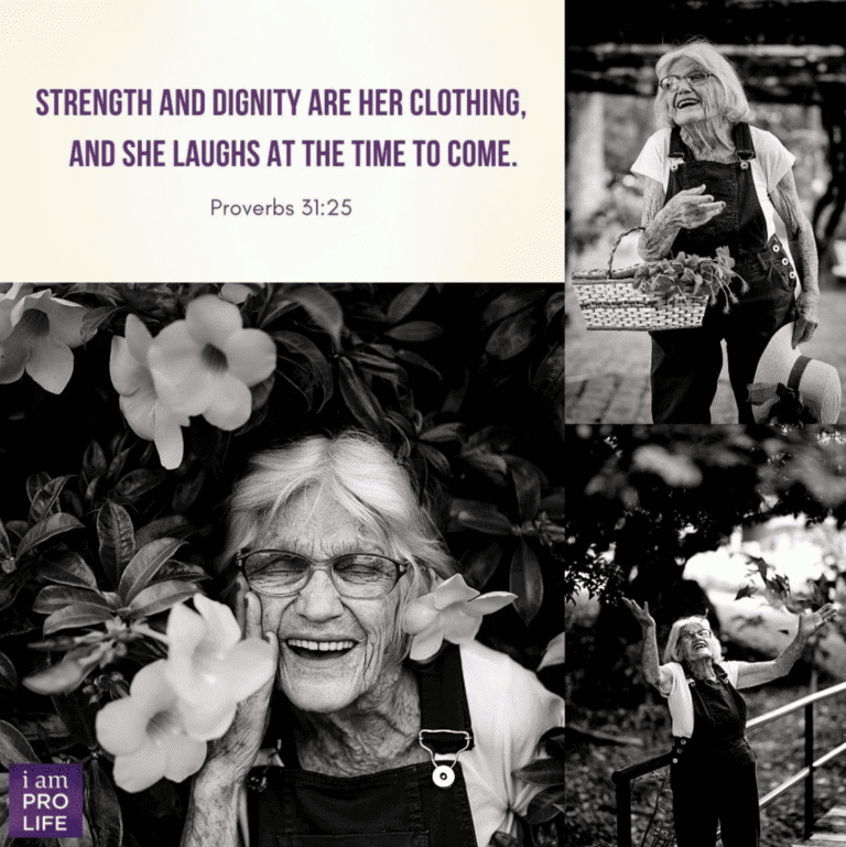 An elderly women laughs joyfully even after understanding dementia.