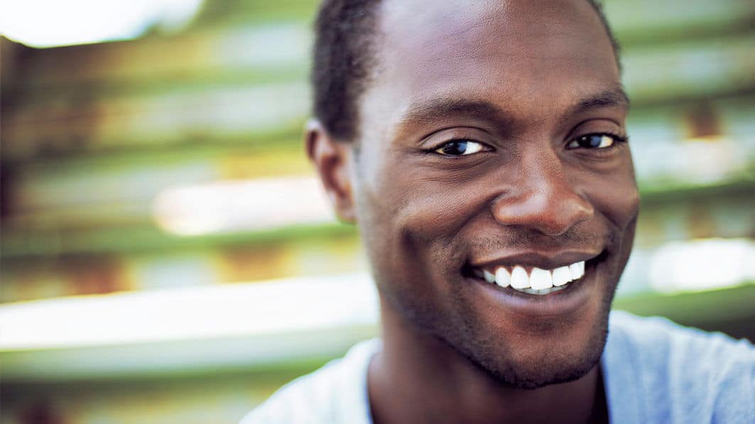 Close up of smiling African American man