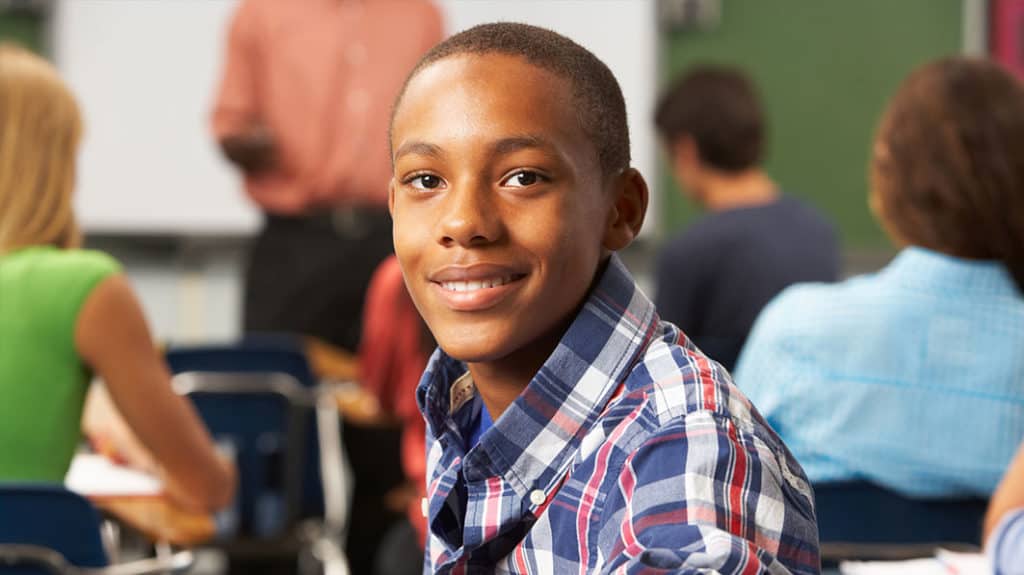 Student turning to look at camera.