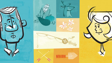 Illustration of couple considering hobbies they can share together