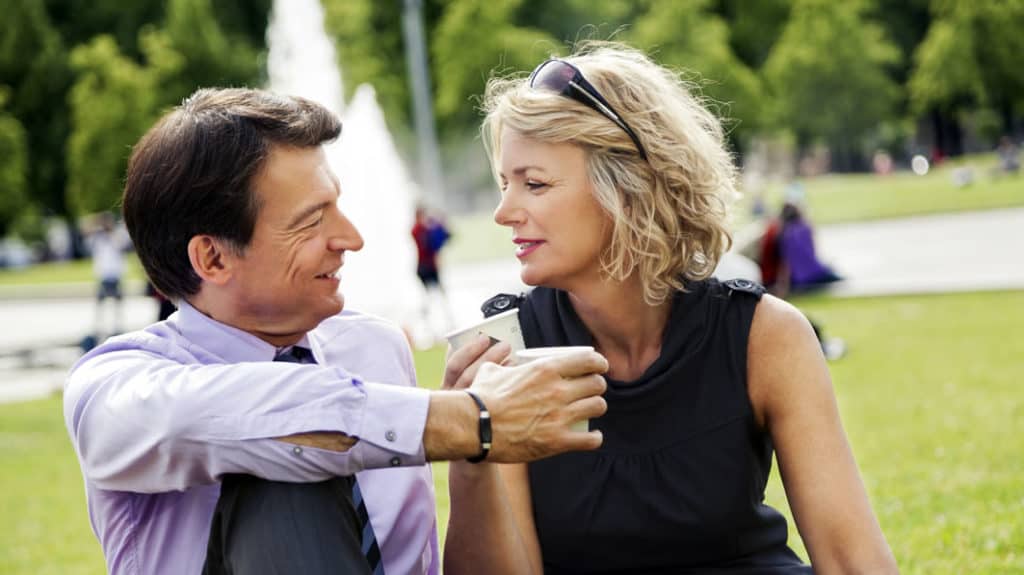 Older couple on a date in a park