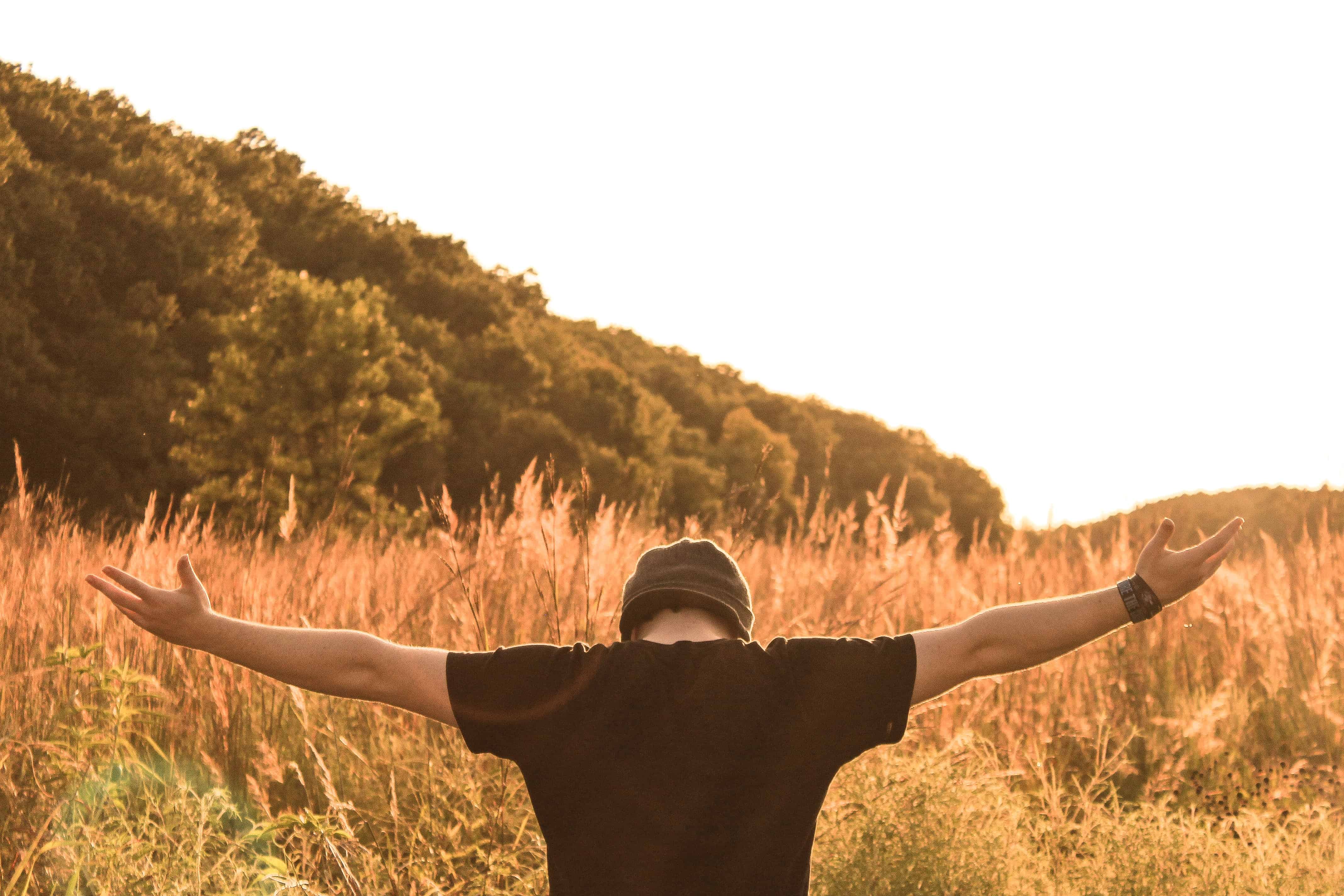 man in a field