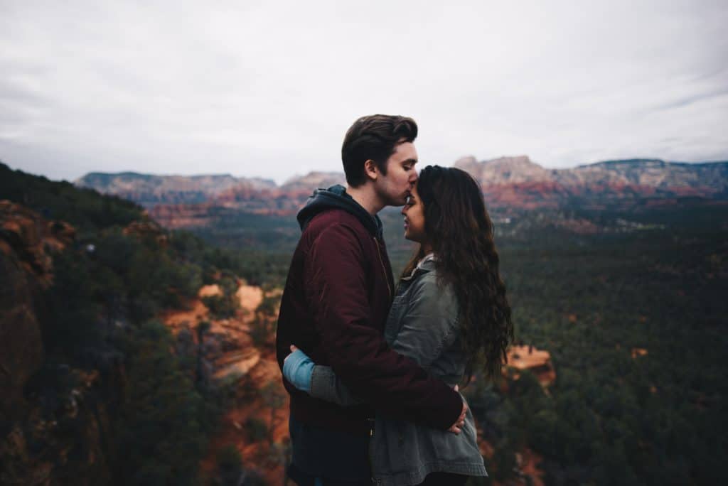 Man and woman hugging