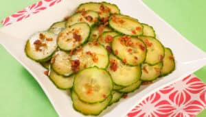 Picklelicious appetizer on a plate