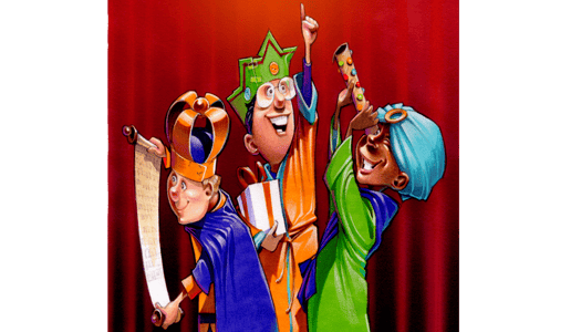Illustration of the Three Wise Men, depicted by young, happy children