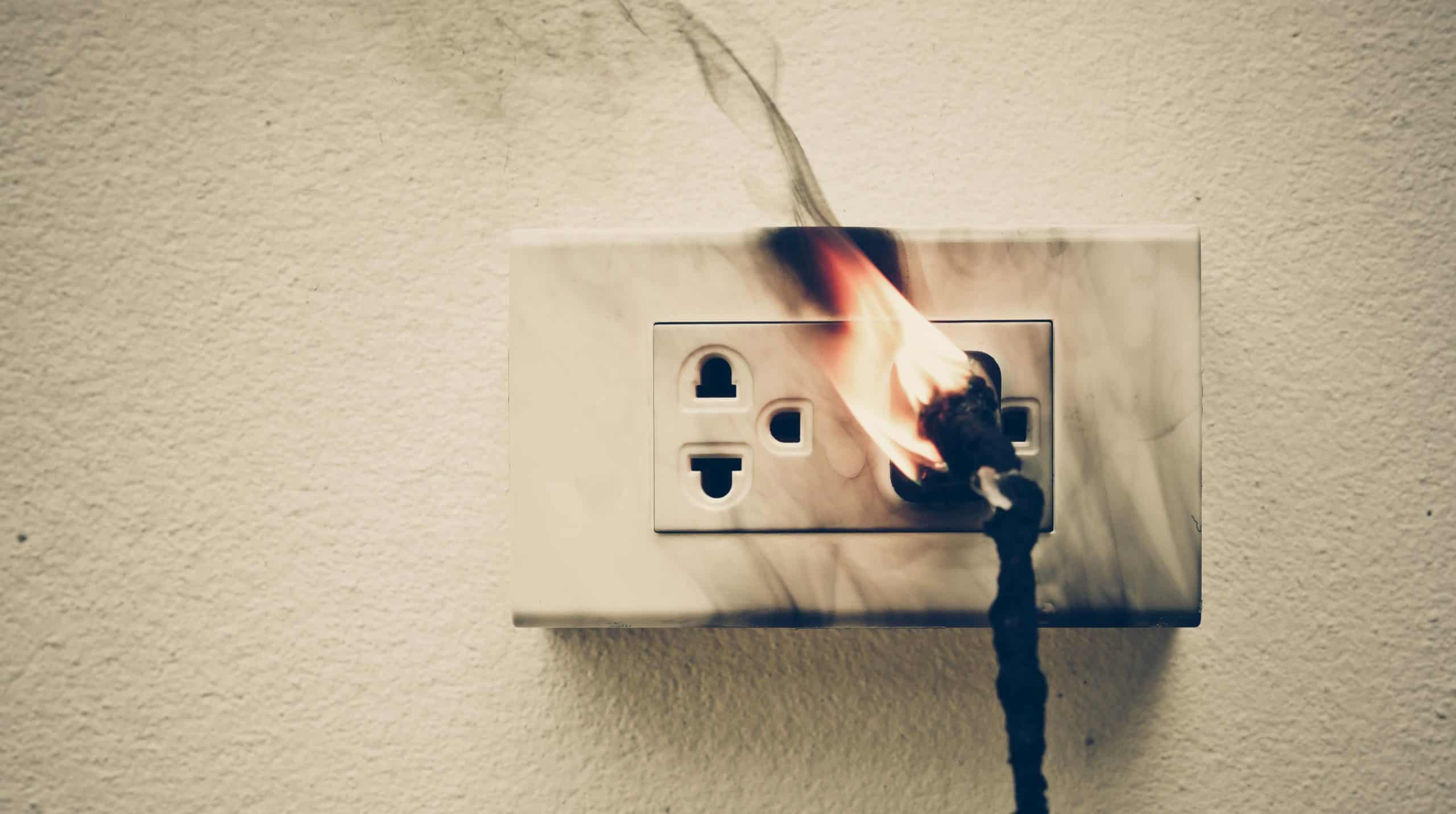Power outlet on fire