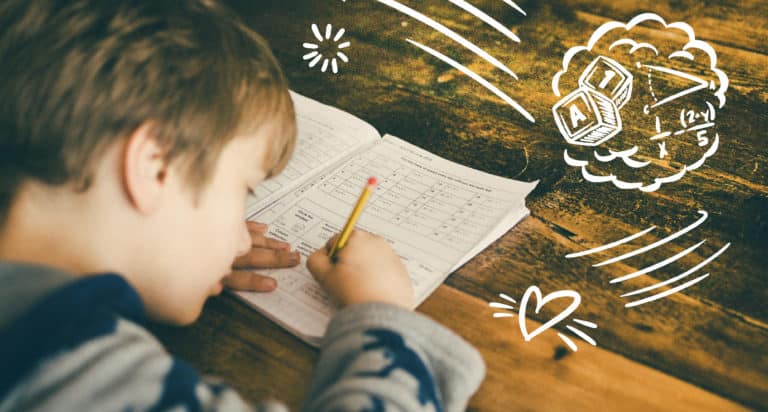 Child Doing Schoolwork from Home
