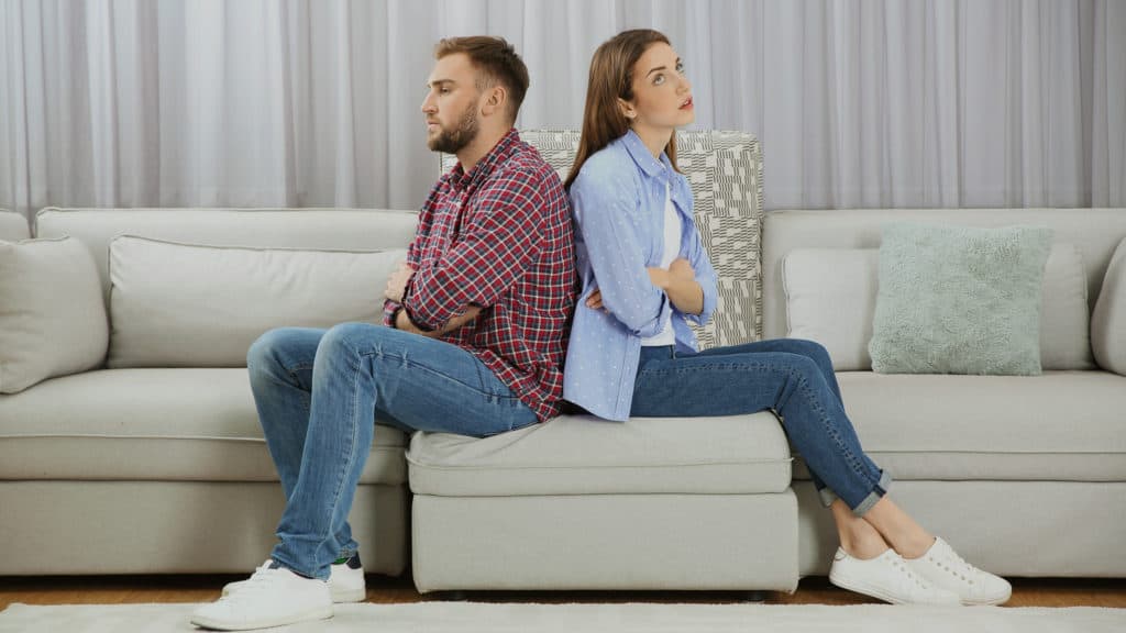 Couple at a standstill after a marriage argument