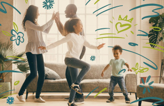 Family Dancing in Living Room