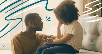 Dad comforting child who has experienced psychological trauma