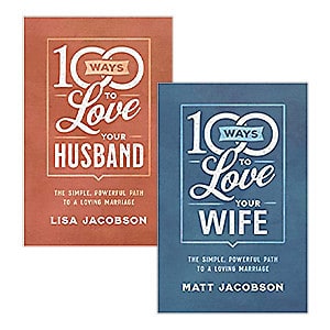 Side by side cover images of the books "100 Ways to Love Your Husband" and "100 Ways to Love Your Wife"