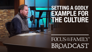 Pastor Brady Boyd being interviewed in the Focus on the Family broadcast studio