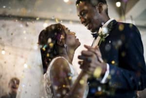 a young married couple on the dance floor