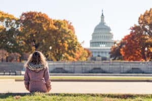 A young woman sits alone at the capital wondering if the March for Life 2020 is worth it.