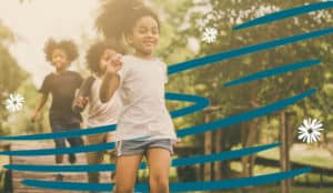 Kids with self-confidence running and playing