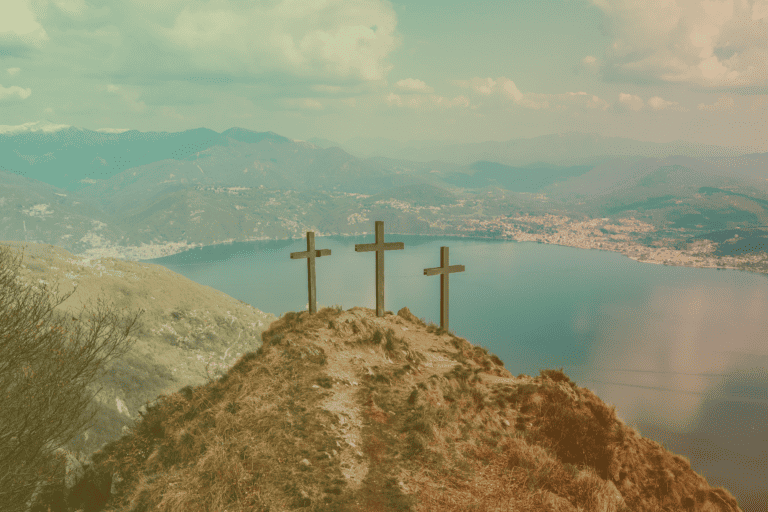 love like Jesus three crosses on a hill