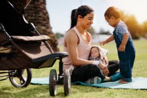 teen mother with kids