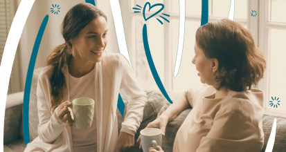Mother and adult daughter talking