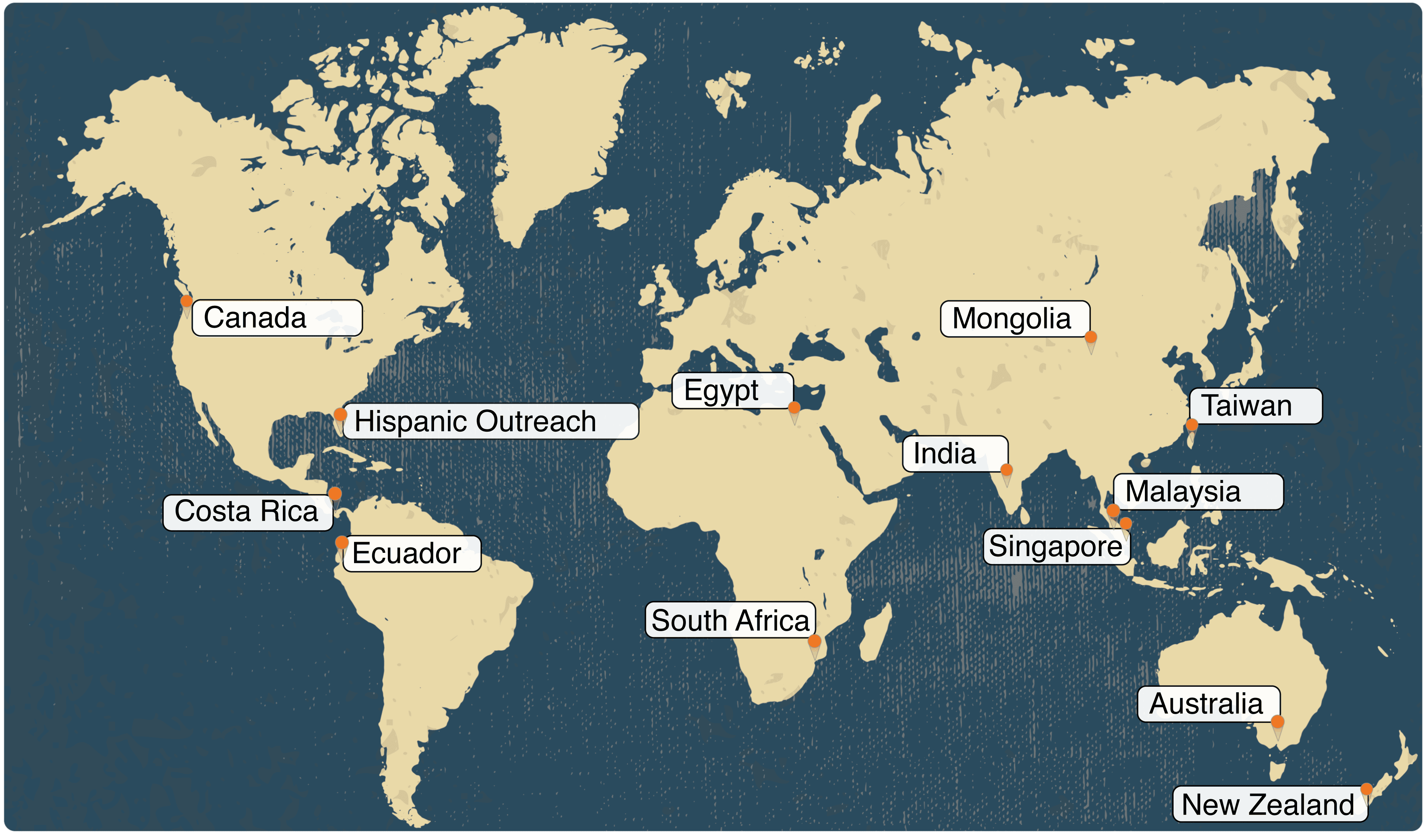 Map with all Focus International offices