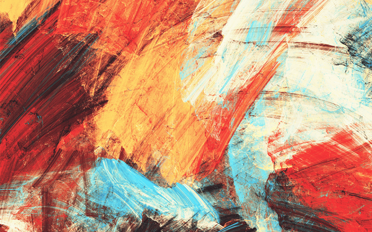 Give Thanks - Bright artistic splashes on white. Abstract painting color texture.
