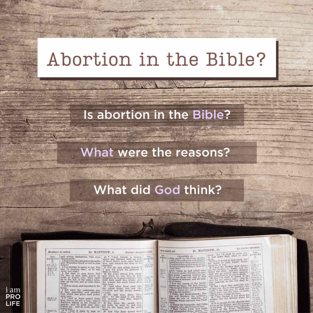 A graphic with common general questions about abortion in the Bible/