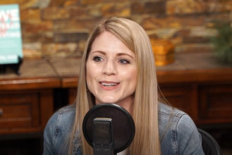 Crystal Paine in the Focus on the Family broadcast studio