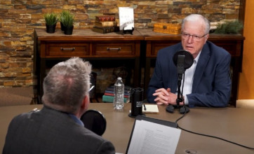 Erwin Lutzer being interviewed in the Focus on the Family broadcast studio