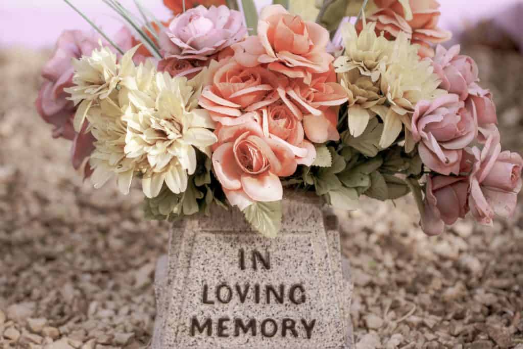 Memorial with flowers used after losing a baby