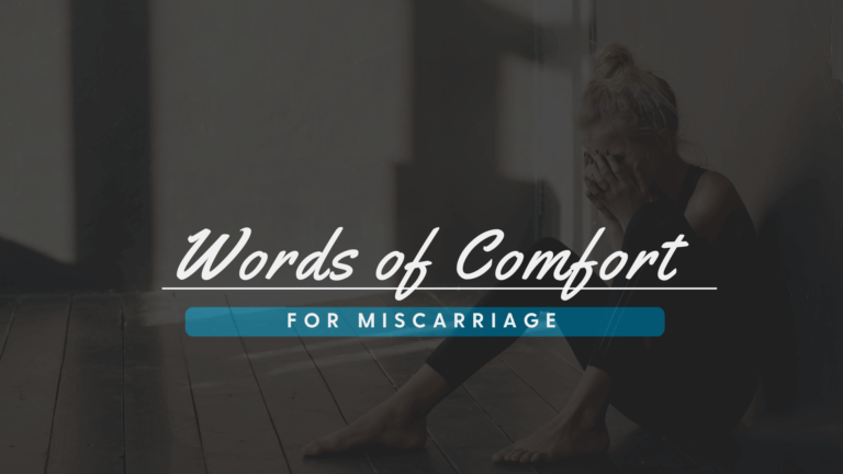 Image of woman crying with title of Words of Comfort for Miscarriage