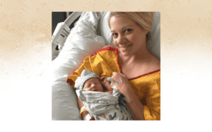 Photo of Kristin, having just given birth to Christian Robert.