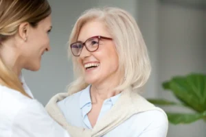 mother and daughter happily embracing