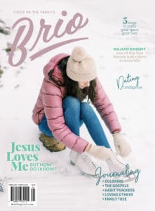 Brio magazine 02-22 cover girl putting on ice skates