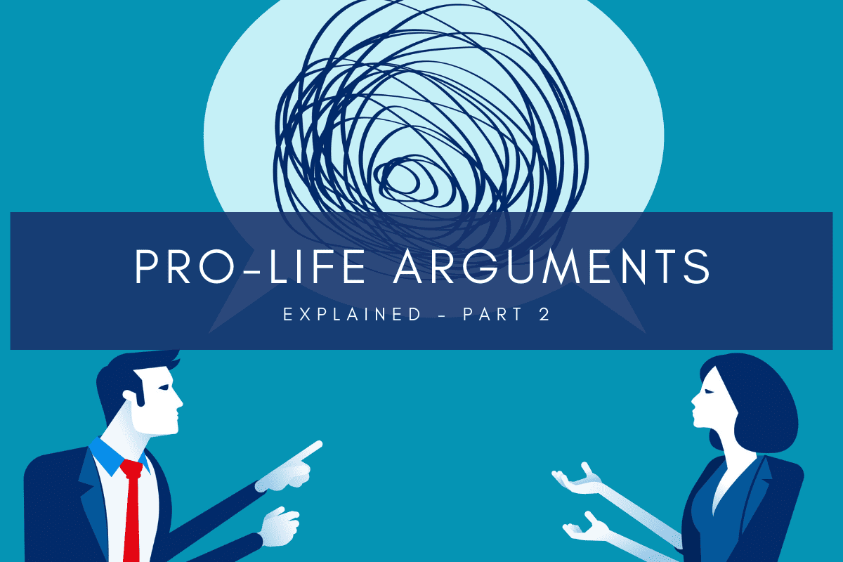 A man and woman make pro-life and pro-choice arguments.
