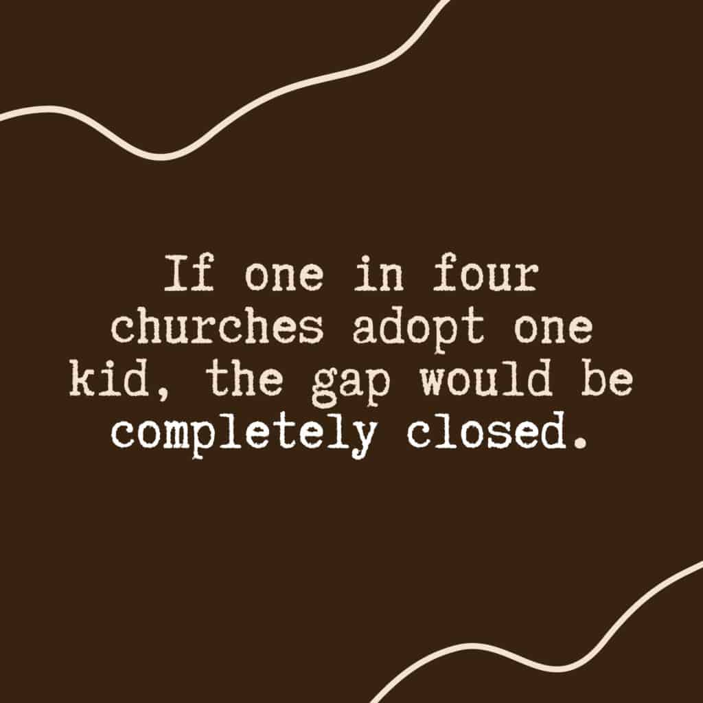 Statistic about churches helping children for adoption from foster care adopting