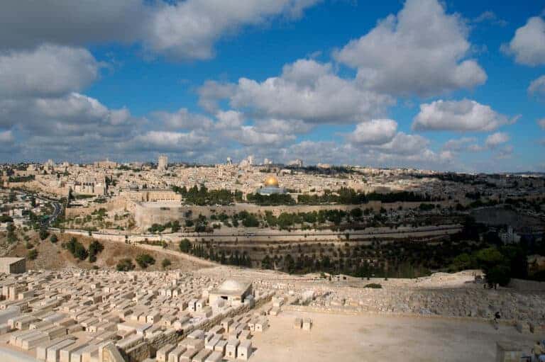 A view of the old city of Jerusalem from the Mount of Olives.