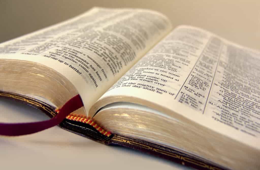 Photo of an open bible.